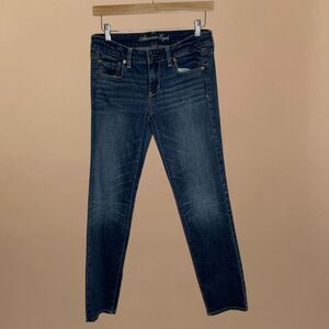 American Eagle Skinny Jeans Womens 6 Short Blue Stretch Mid Rise